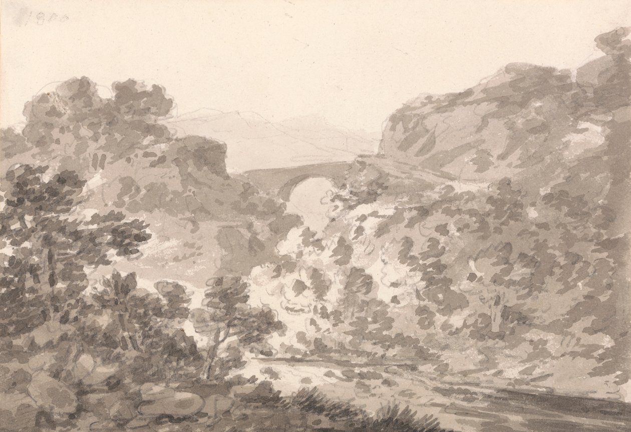 Stream Üzerindeki Köprü, Kuzey Galler by Sir George Howland Beaumont seventh Baronet