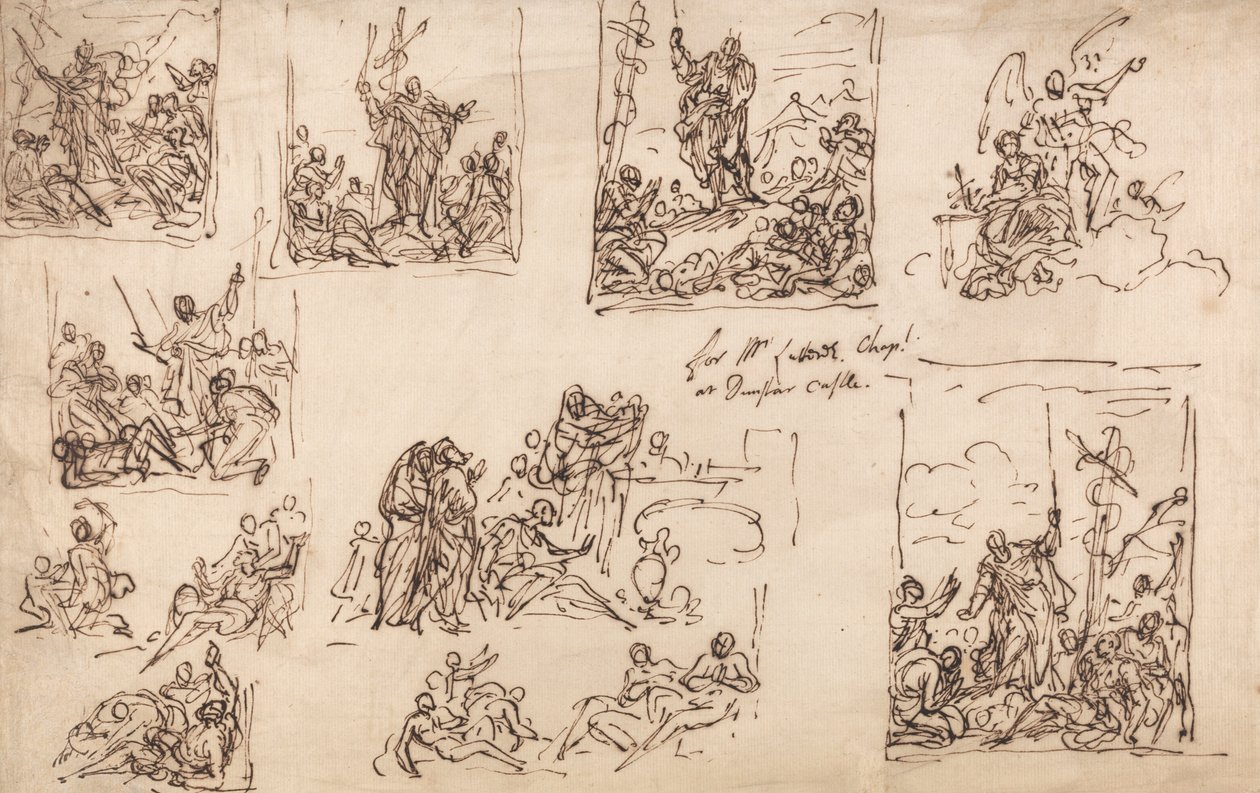 Musa ve Yüzsüz Yılan - Dunster Kalesi'ndeki şapel için tasarım by Sir James Thornhill