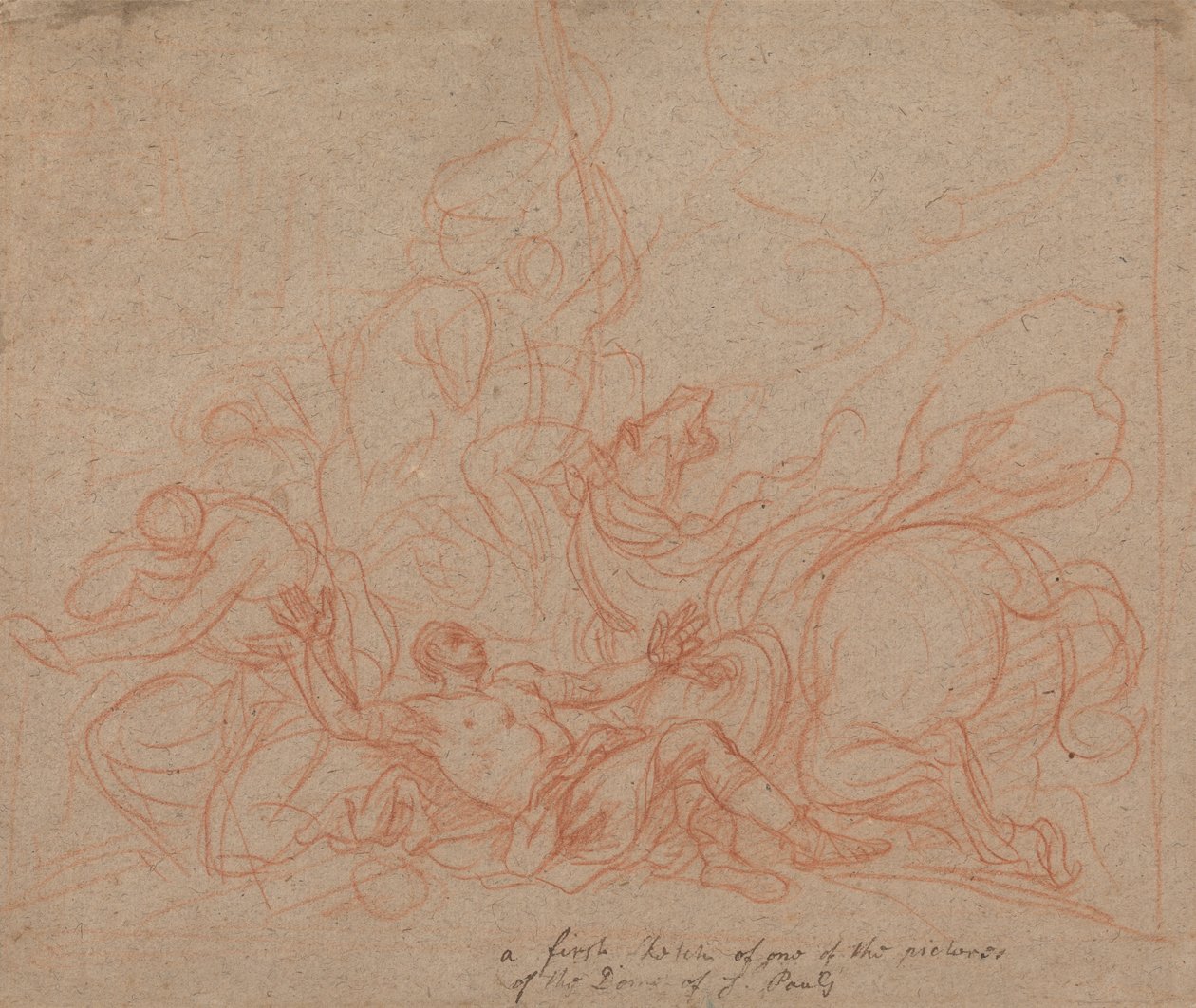 Aziz Paul Katedrali Kubbesi için "Aziz Paul'un Dönüşümü" taslağı by Sir James Thornhill