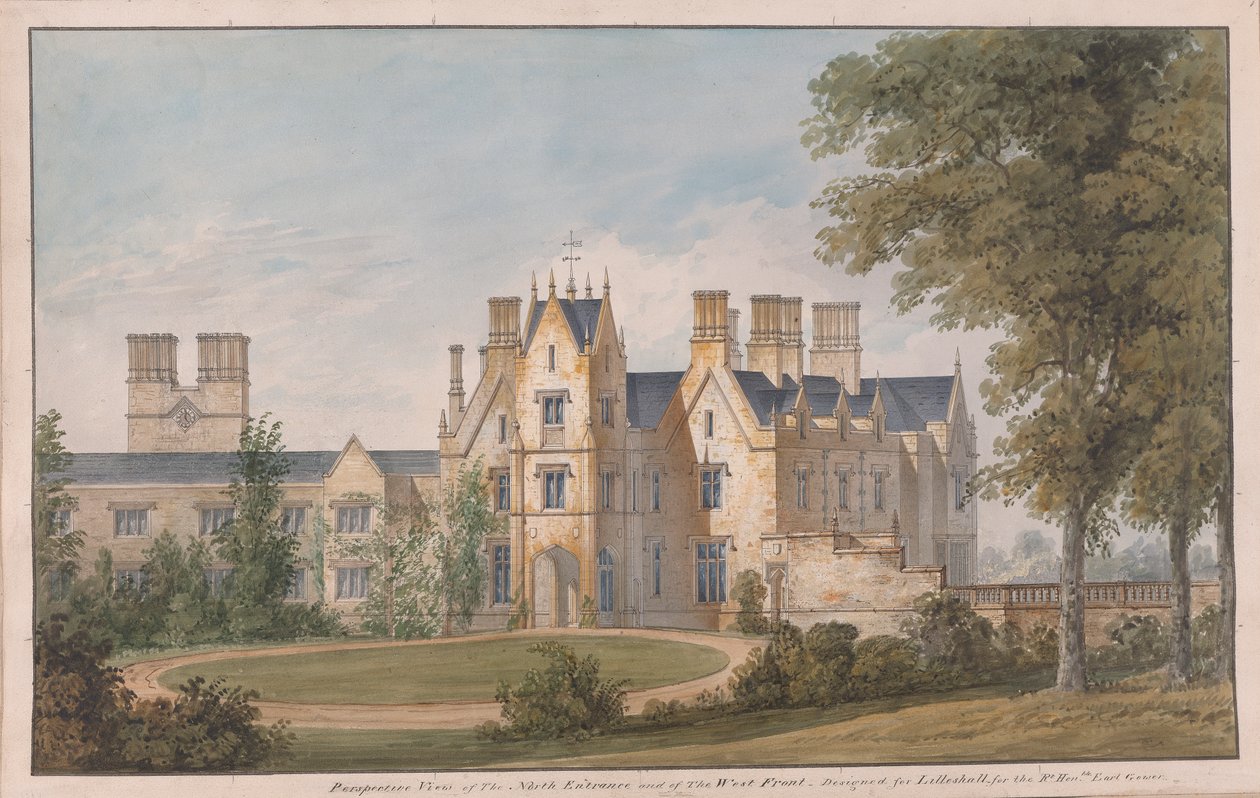 Lilleshall, Shropshire: Kuzey Girişi ve Batı Cephesinin Görünümü by Sir Jeffry Wyatville