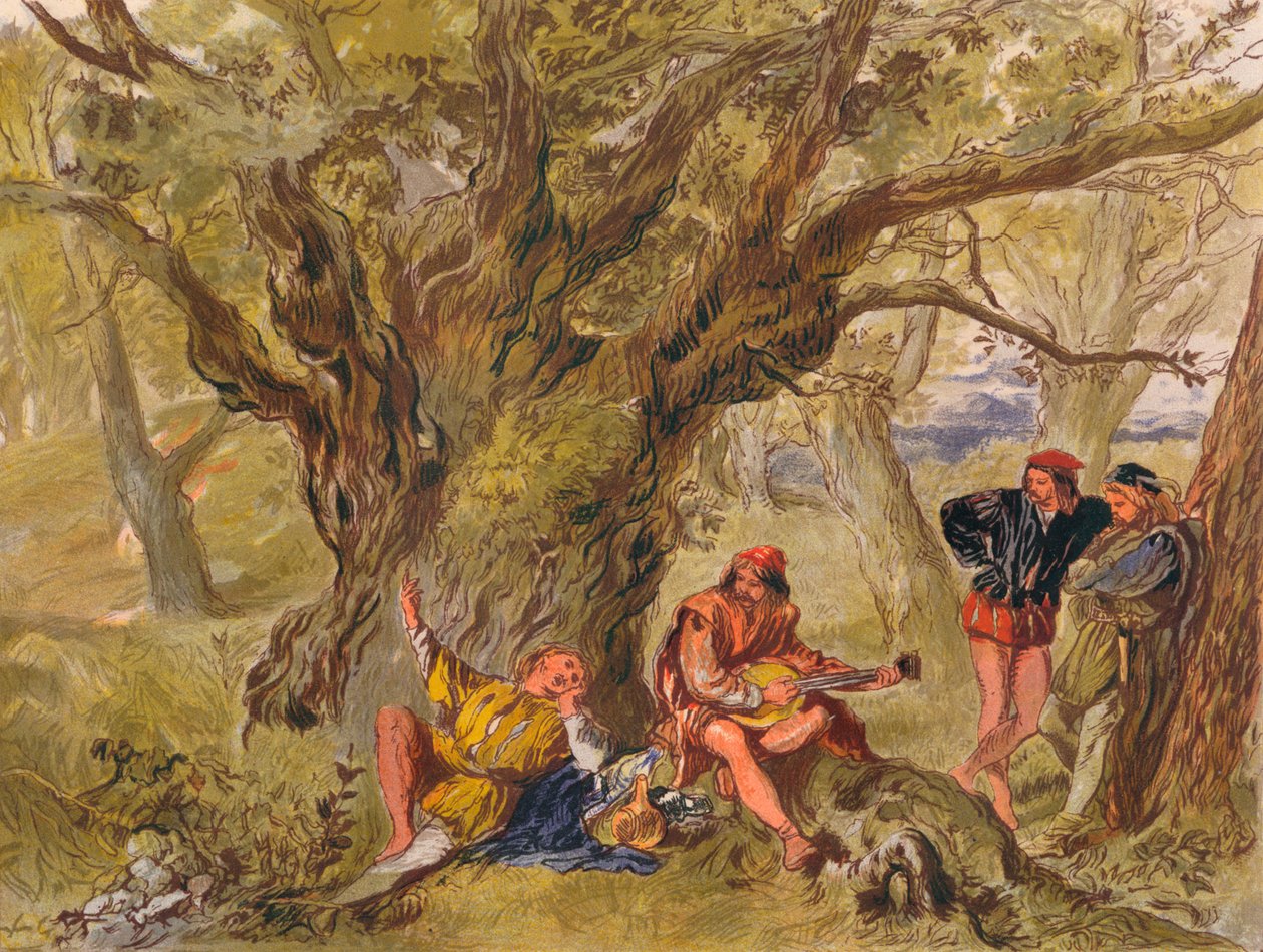 İstediğiniz Gibi: II. Perde, Sahne V. Greenwood Ağacının Altında, Amiens tarafından seslendirildi, c1875 by Sir John Gilbert