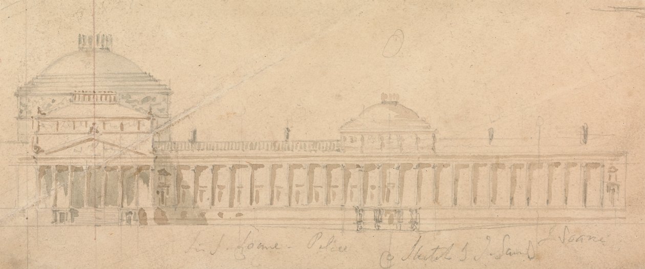 Bir Kraliyet Sarayı için Yarım Cephe Taslağı, Hyde Park, Londra by Sir John Soane