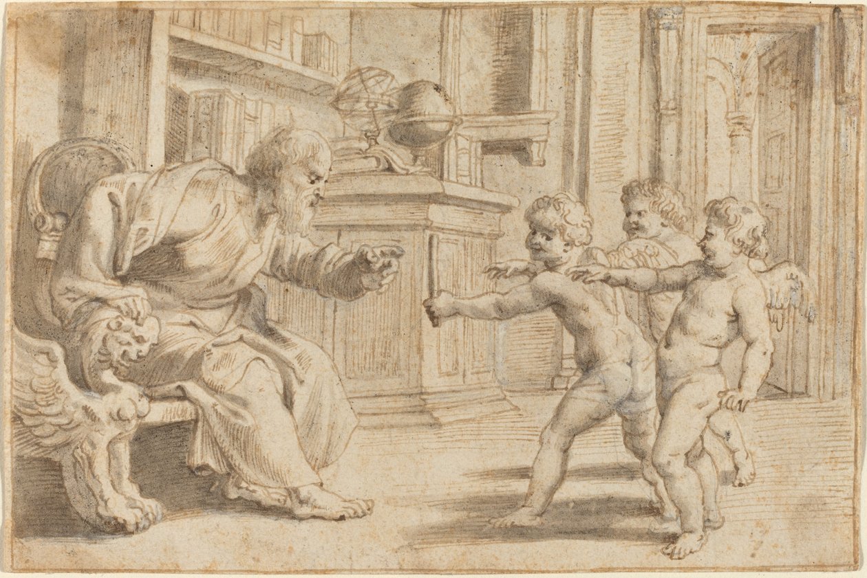Bir Adamın Derinlik Algısını Test Eden Putti by Sir Peter Paul Rubens