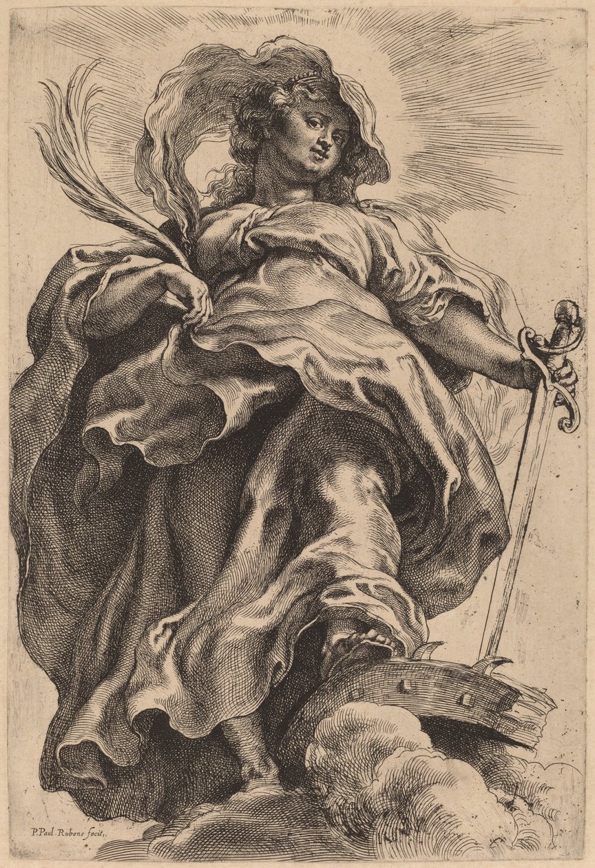 Bulutlardaki Aziz Catherine by Sir Peter Paul Rubens