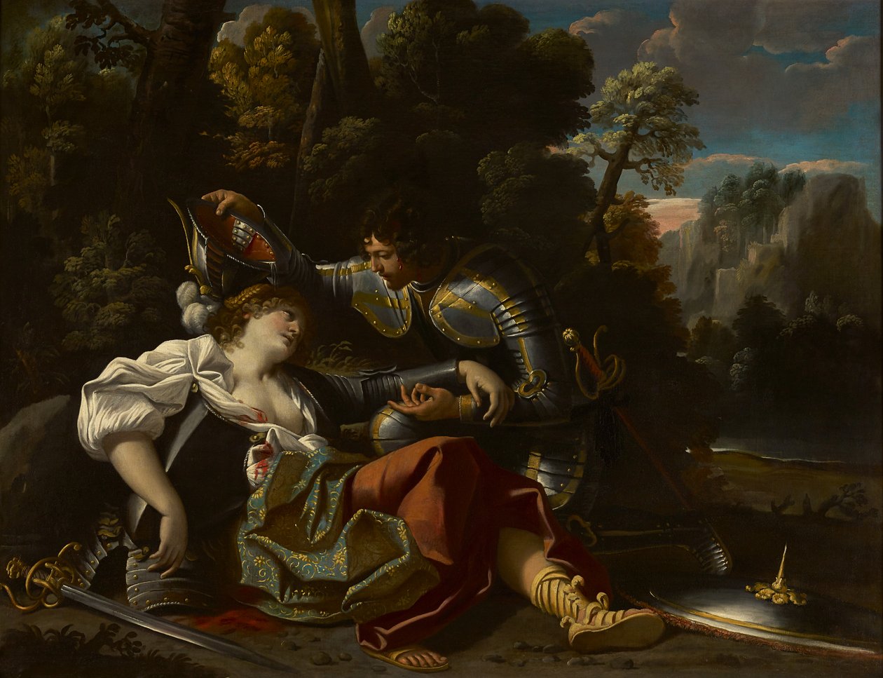 Tancred ve Clorinda (tuval üzerine yağlı boya) by Sisto Badalocchio