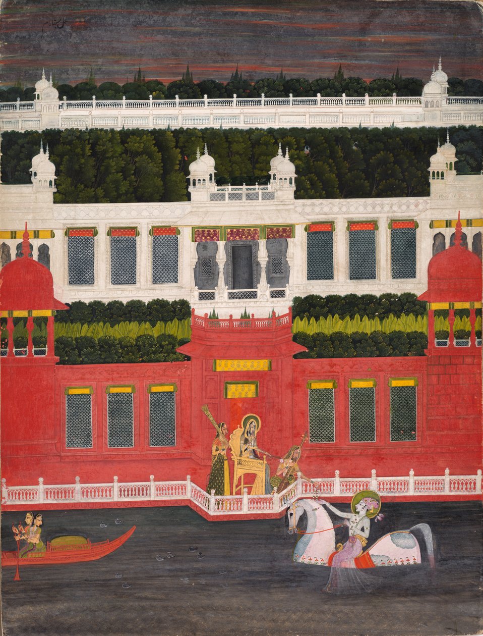 Krishna Bir Çiçek Çelenk Alır, c. 1750-1760. by Sitaram