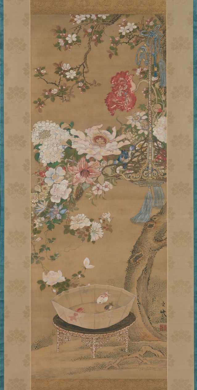 Çiçekler ve Japon Balığı, 18. yüzyıl. by So Shizan