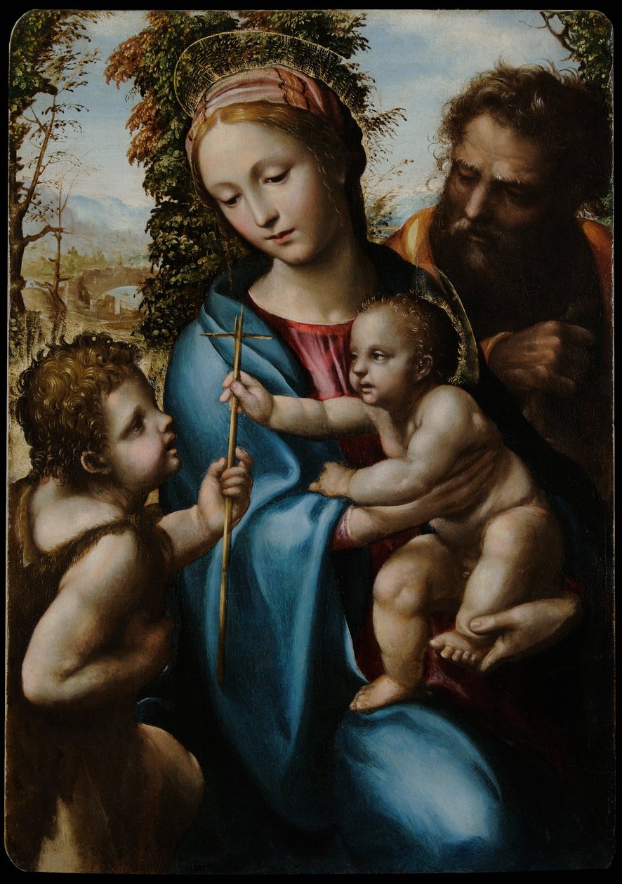 Çocukken Vaftizci Yahya ile Kutsal Aile, 1525-1528 by Sodoma