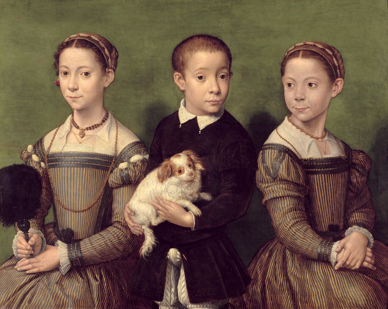 Sanatçının İki Kızkardeşi ve Bir Kardeşi by Sofonisba Anguissola