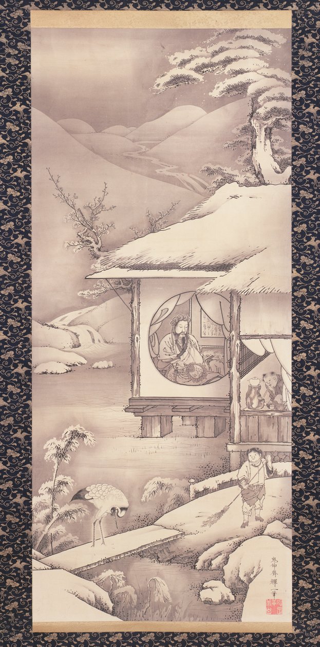 Lin Bu (Lin Hequing) c.1775 (kağıt üzerine mürekkep) by Soga Shohaku
