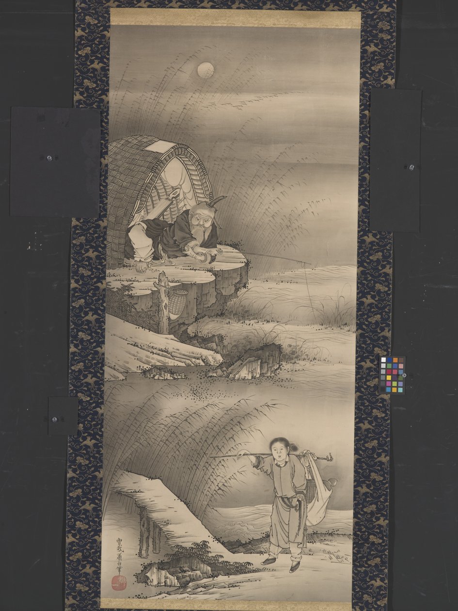 Lu Shang (Tai Gongwang) Balık tutma (kağıt üzerine mürekkep) by Soga Shohaku