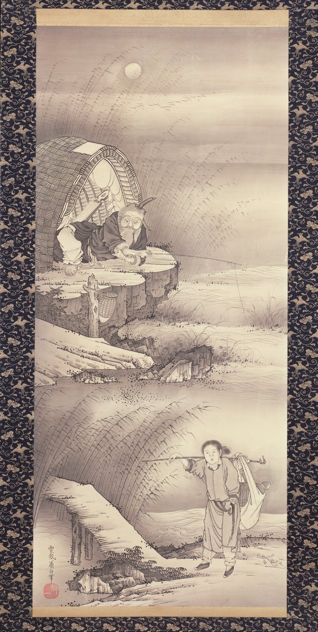 Lu Shang (Taigongwang) c.1775 (kağıt üzerine mürekkep) by Soga Shohaku