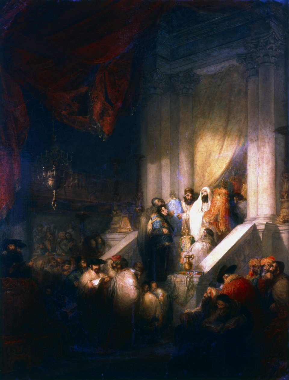 Sinagogdaki Yasa Levhalarından Okuma, 1831 by Solomon Alexander Hart
