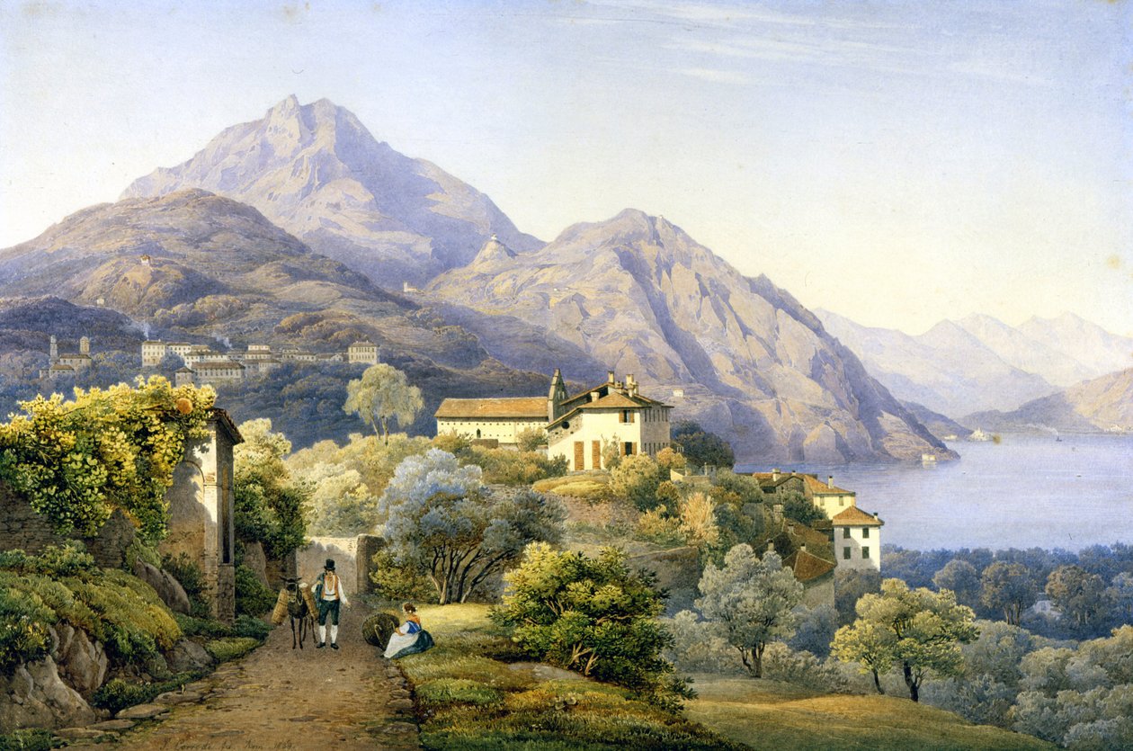 Komo. Menaggio. Loveno ve Groma Dağı. 1840. S. Corrodi