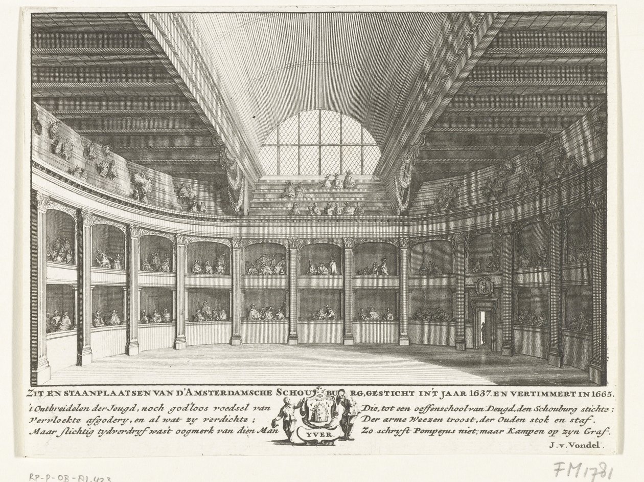 Jacob van Campen Tiyatrosu, sahneden görüldü, 1658 by Solomon Savery