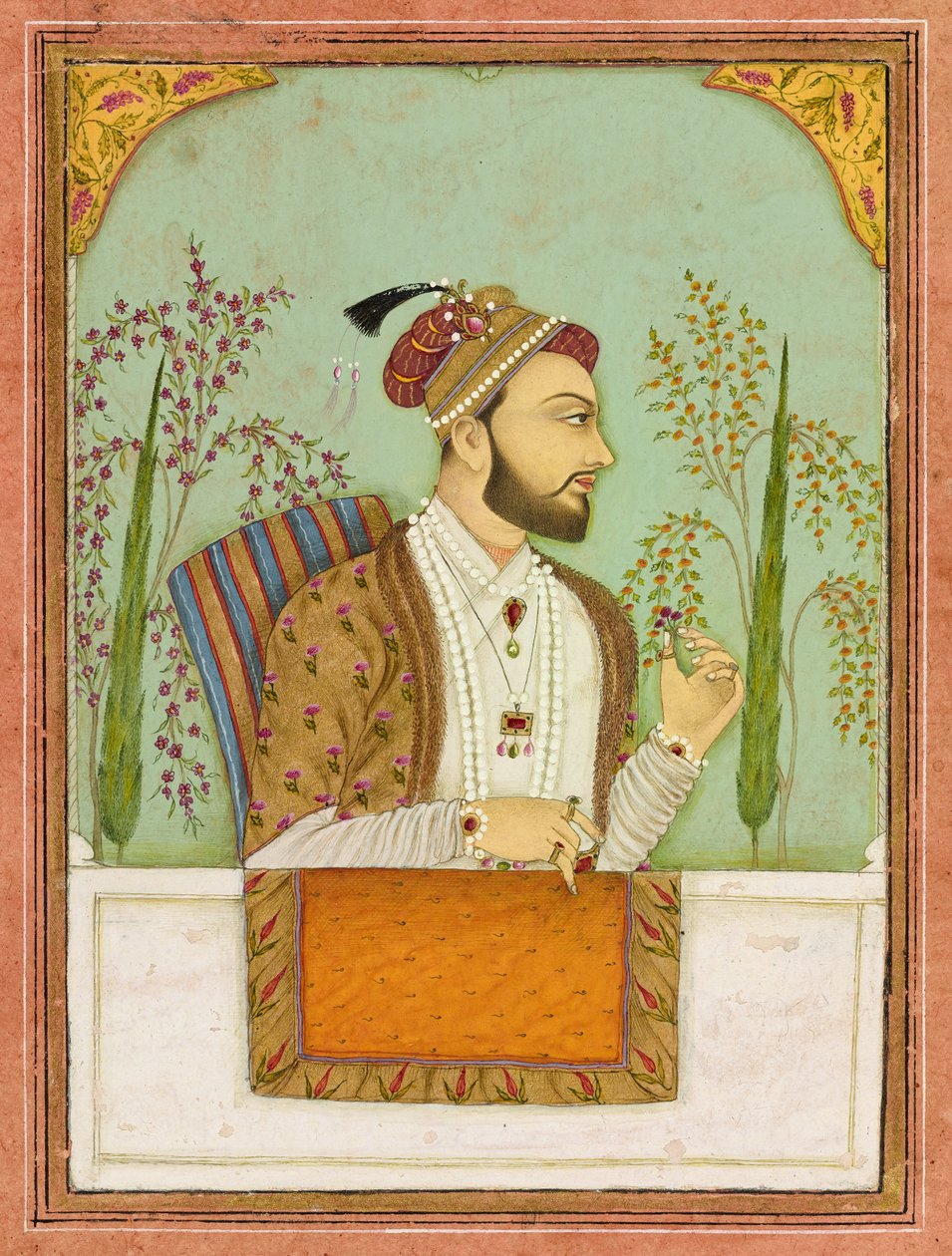 1687 tarihli bir asilzade (kağıt üzerinde opak suluboya ve altın) by Son of Ruknuddin