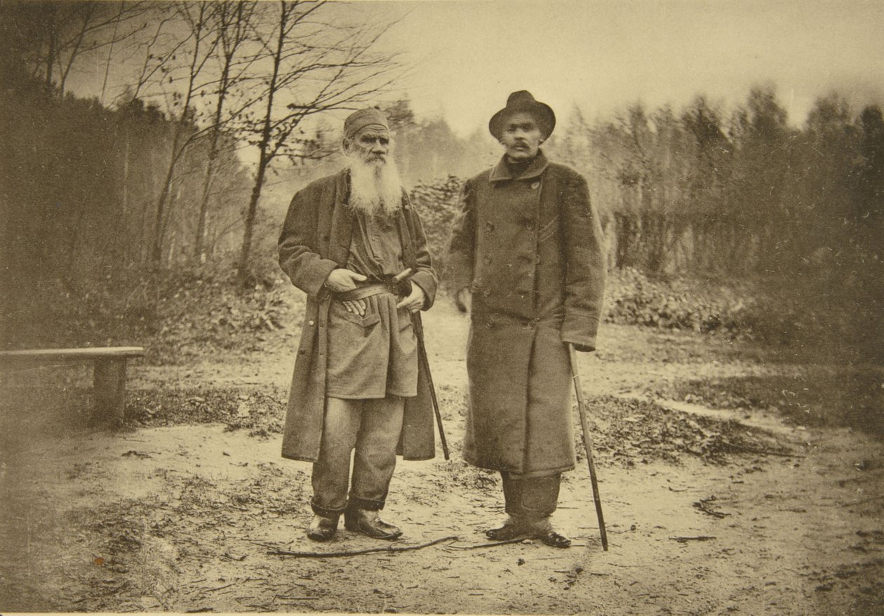 Leo Tolstoy ve yazar Maksim Gorki by Sophia Andreevna Tolstaya