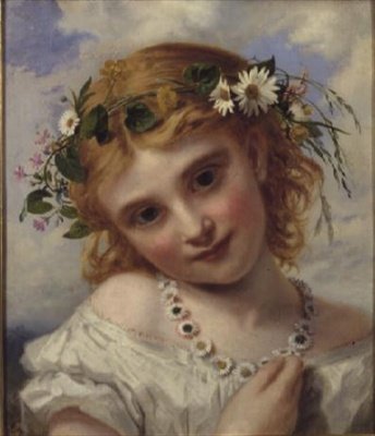 Marguerites Çelenkli Genç Kız by Sophie Anderson