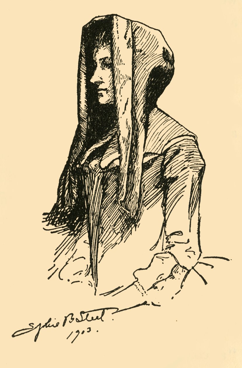 Orijinal bir Giysiden alınan Camlet Hood, c1702, 1903, 1937. by Sophie B. Steel