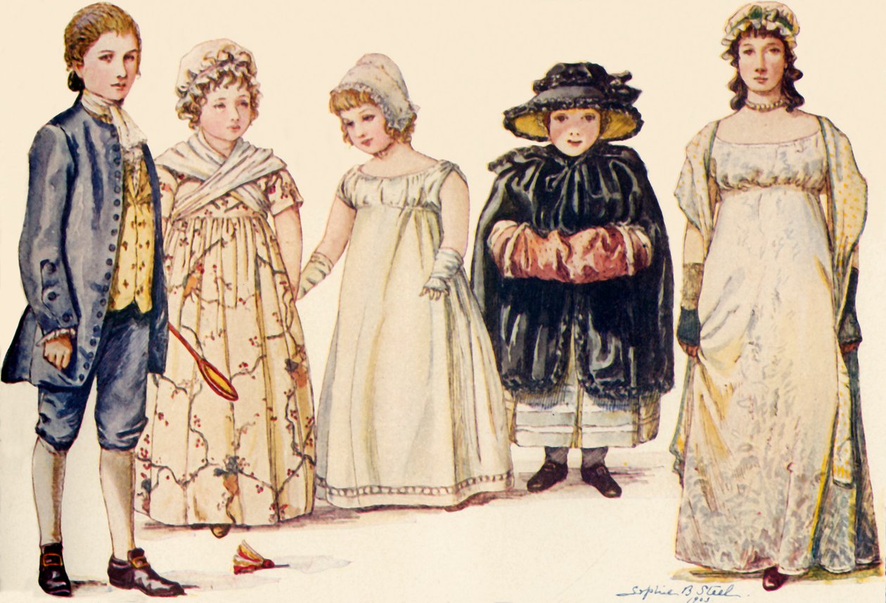 Kraliçe Anne, George I, II ve III 1702-1790, 1903, 1937 döneminde çocuk kıyafetleri. by Sophie B. Steel