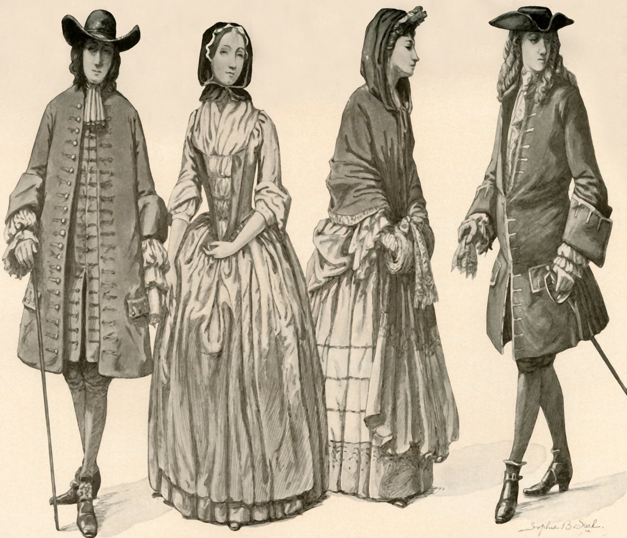 II. Charles, II. James, William ve Mary 1682-1700, 1903, 1937 saltanatları sırasında giyim. by Sophie B. Steel