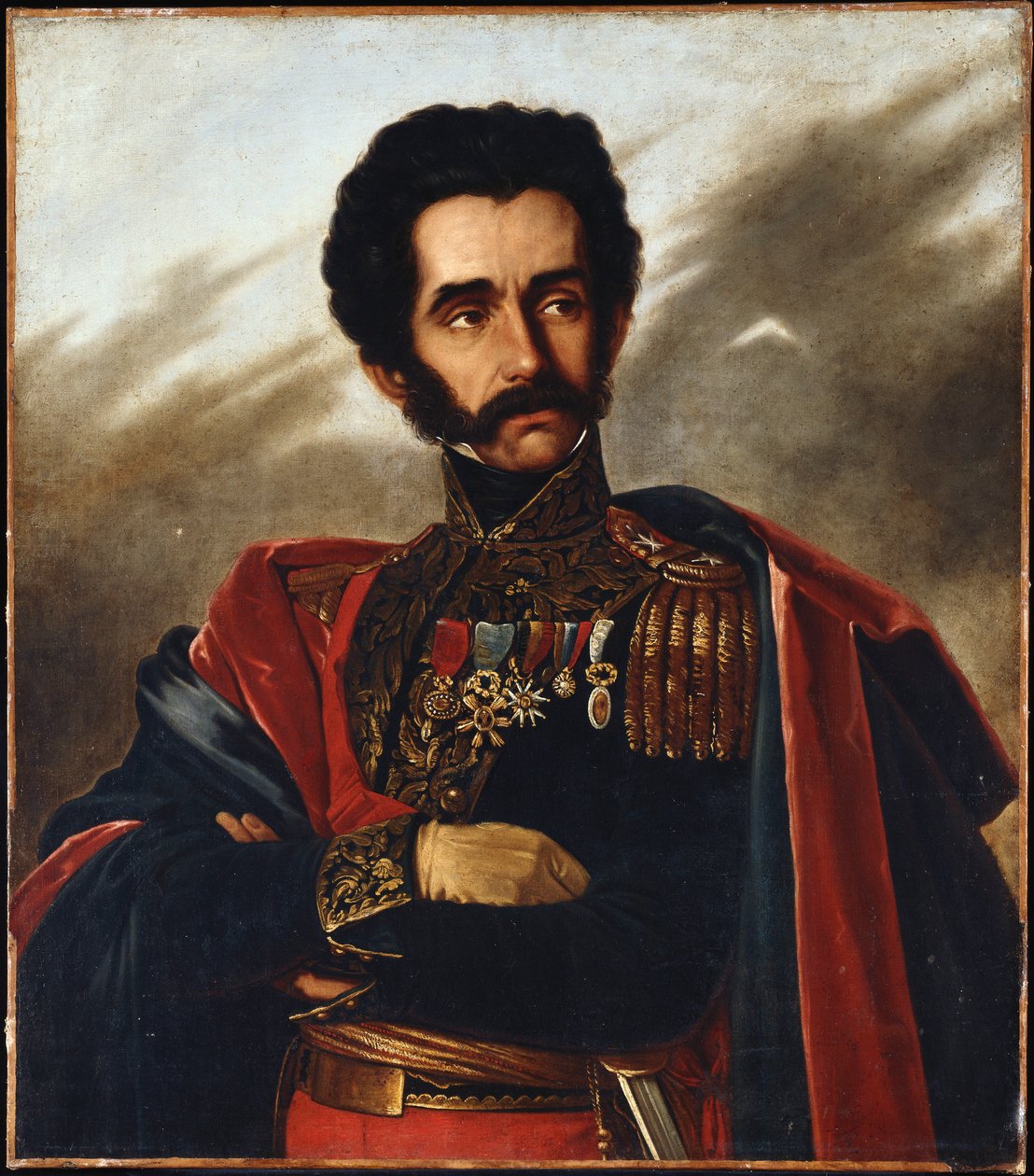 Kurtarıcının Portresi, Simon Bolivar, yarım boy, Tam Elbiseli Üniformalı, 1840 dolayları by South African School