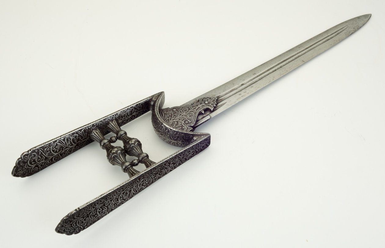 Jamadhar veya zımba hançeri (gümüş ile çelik ve demir) by South Indian School