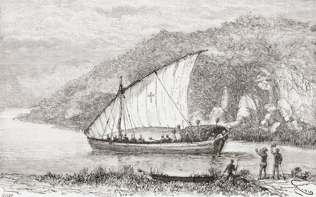 19. yüzyılda Kongo Nehri üzerinde bir Arap yelkenlisi, 1888