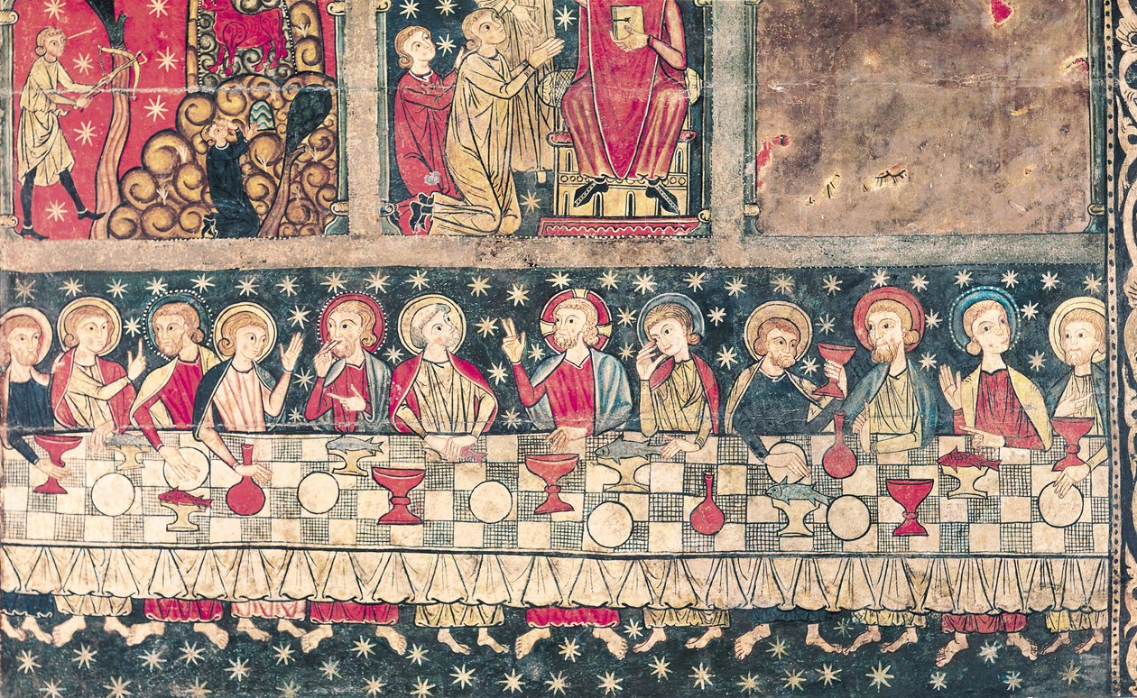 Altar frontal of St. Michael, from the Church of Sant Miquel, Siguerola (tempera on panel) (detail of 219654) by Spanish School