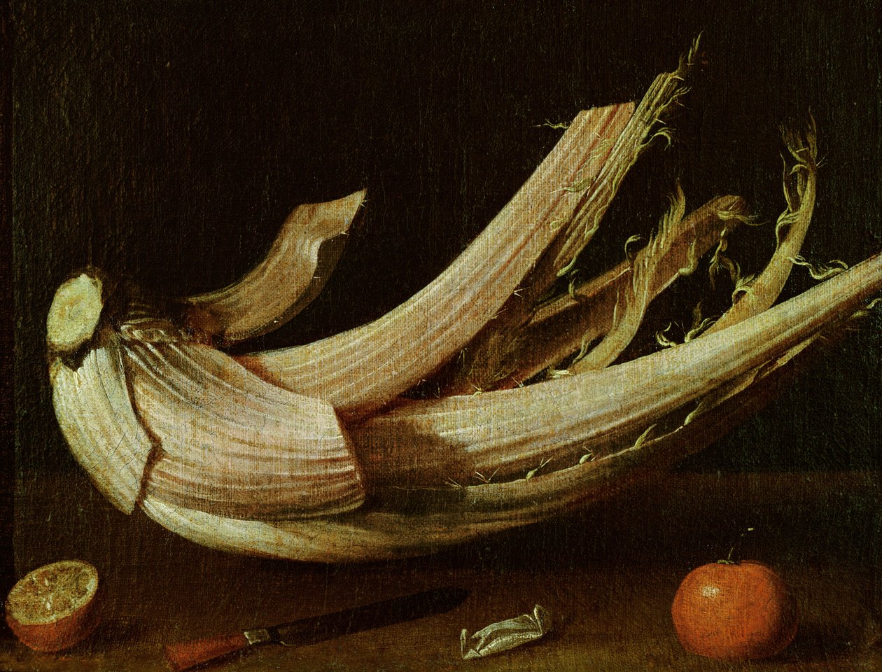 Cardoon, portakal ve bıçak by Spanish School
