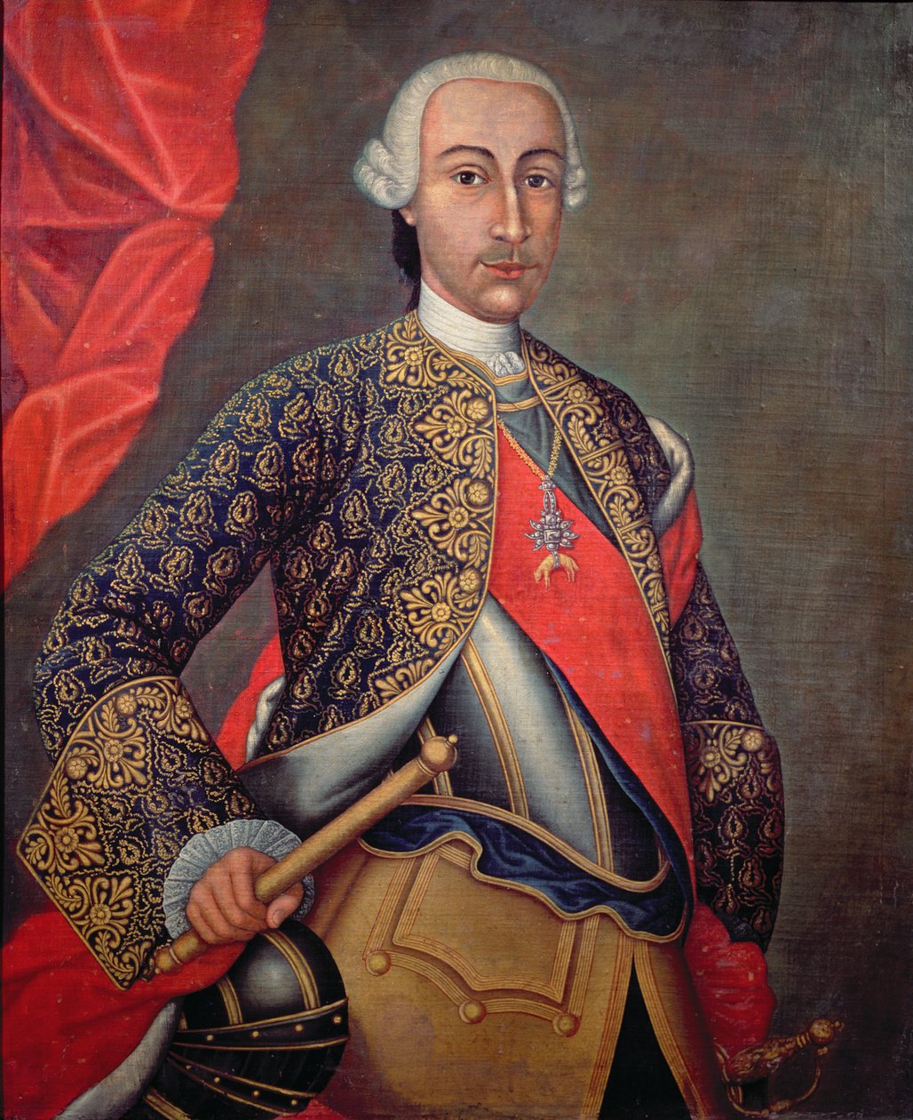 Charles III (1716-88) zırhlı ve Altın Post Nişanı giyiyor by Spanish School