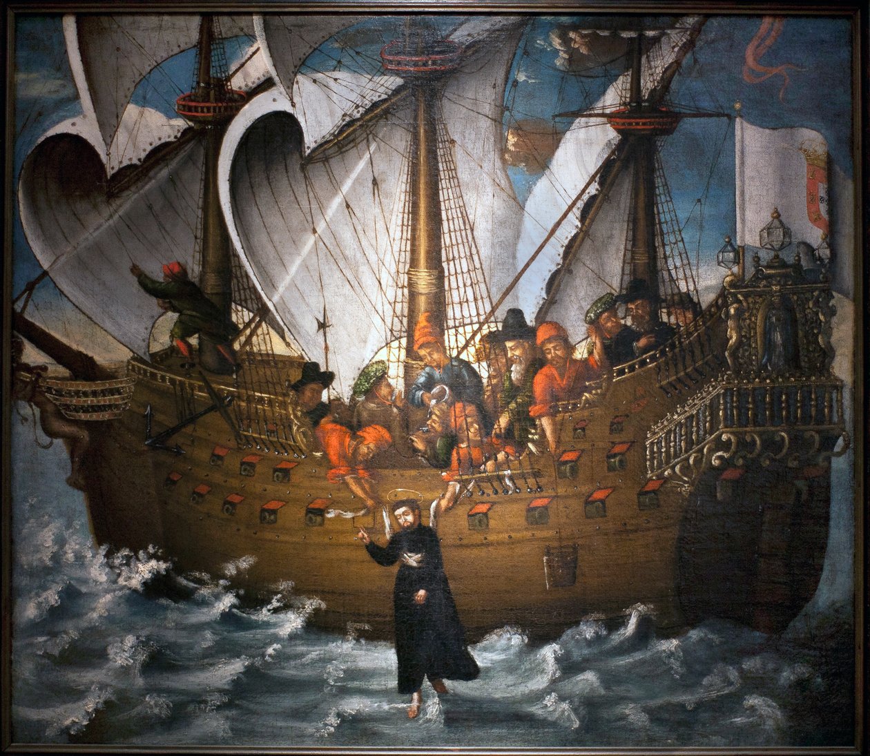 St. Francis Xavier su üzerinde yürüyor by Spanish School