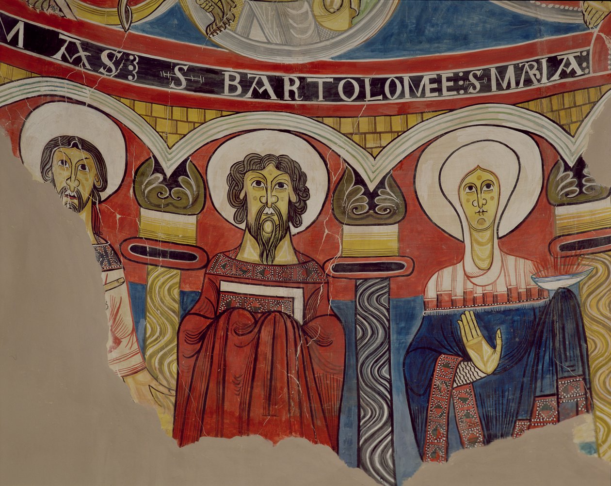 St. Thomas, St. Bartholomew ve Mary Magdalene, 12. yüzyıl orijinalinin kopyası by Spanish School