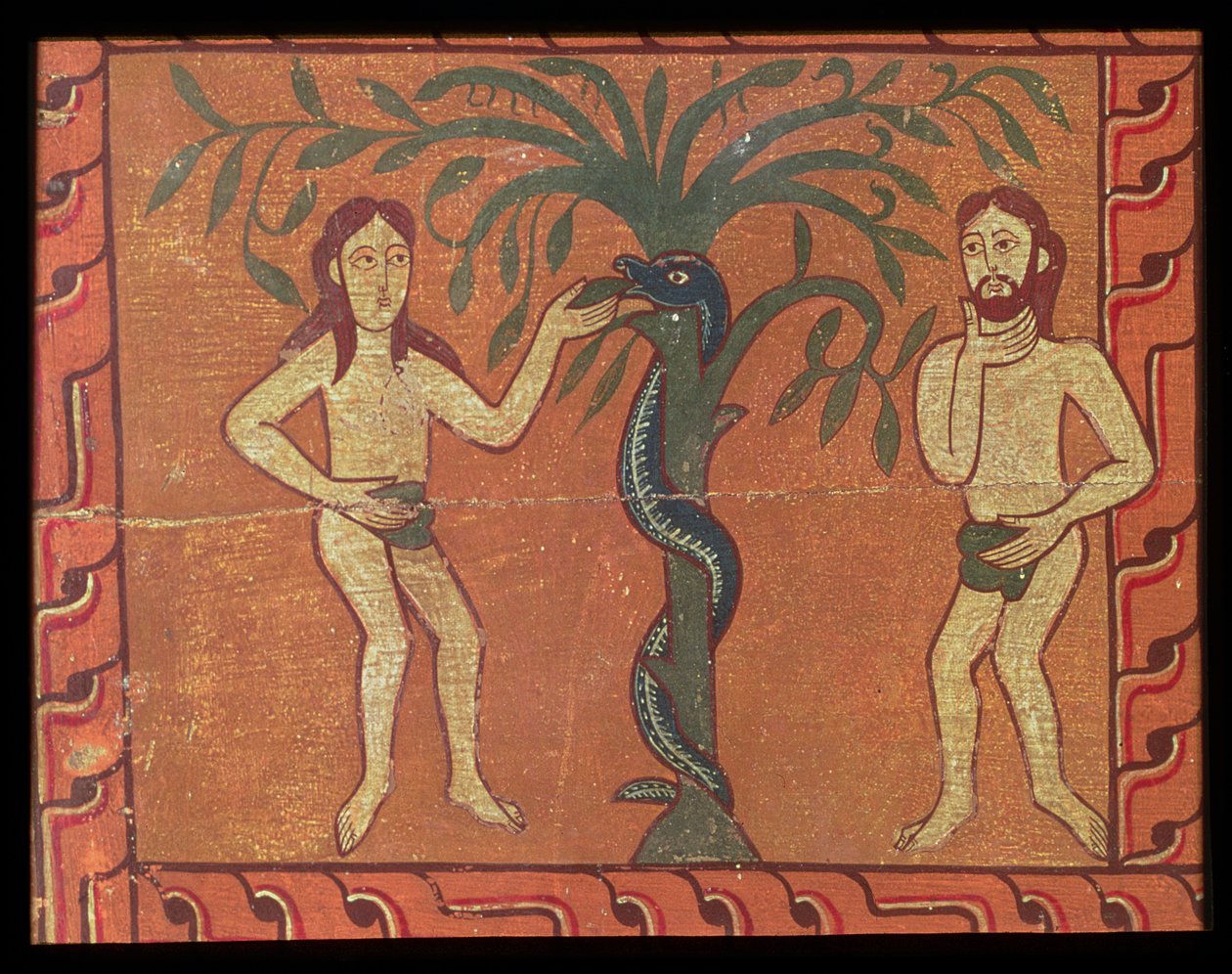 Adem ve Havva, Sagars alt parçasından (panelde tempera) by Spanish School