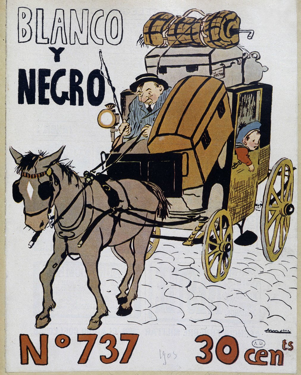 Caleche - “Blanco y negro”nun kapağı, No. 737 by Spanish School