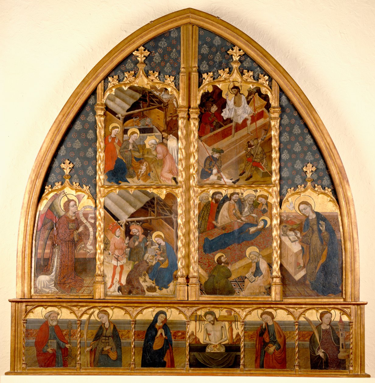 Catalonian Altarpiece, 145080 (panelde tempera ve altın varak) by Spanish School