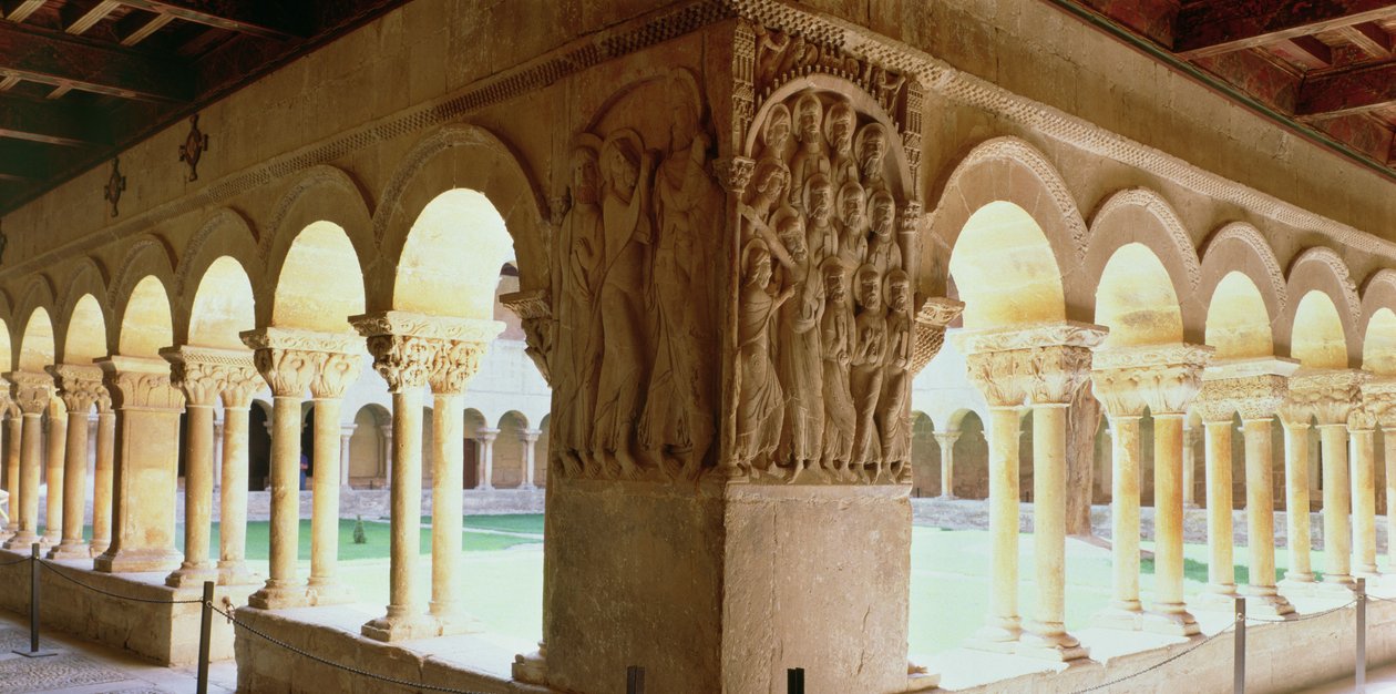 İsa ve Emmaus Hacısı, manastırın bir köşe direğinden kabartma by Spanish School