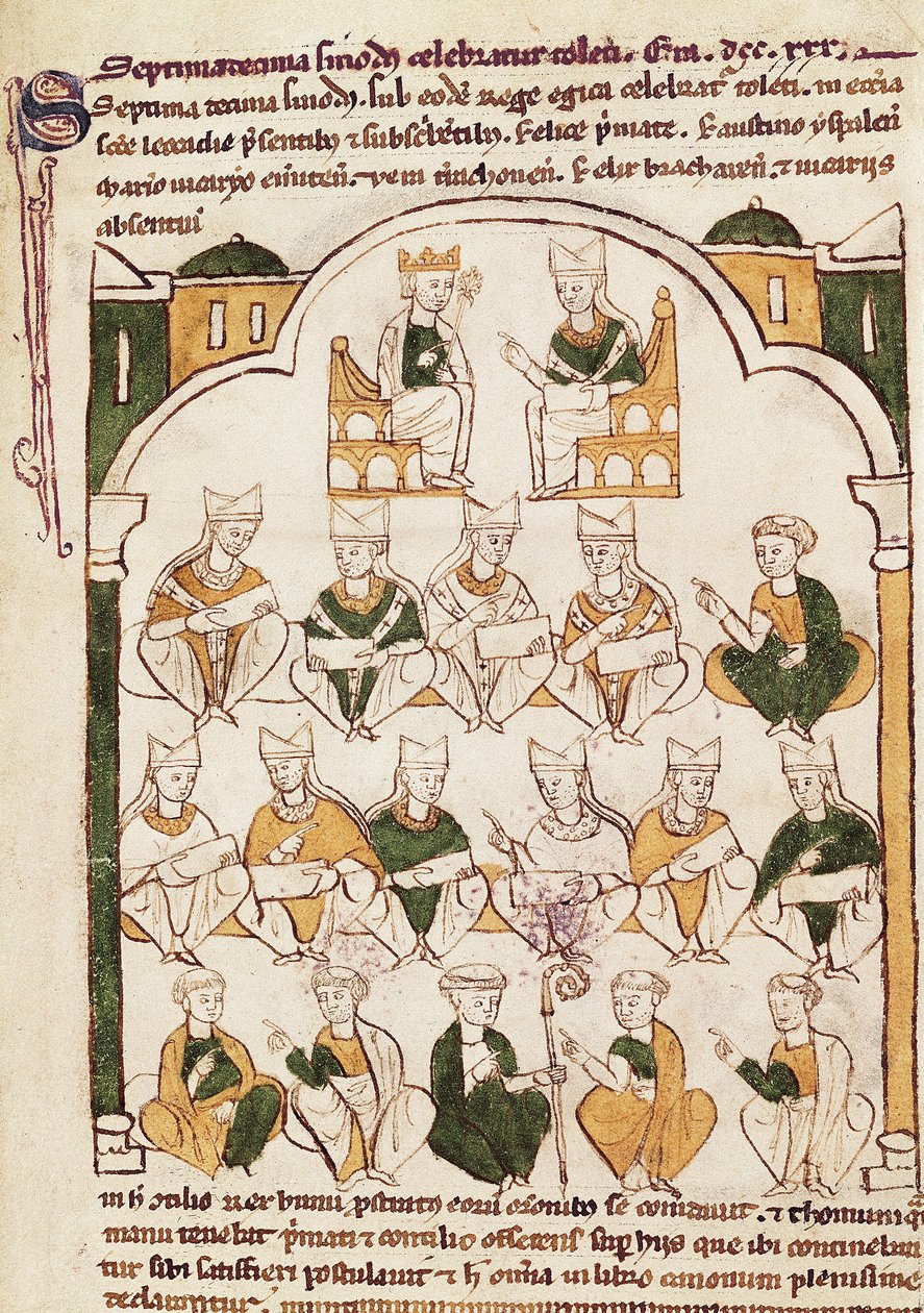Toledo Konseyi, "Toledan Kilisesi'nin Önceliği" minyatürü by Spanish School