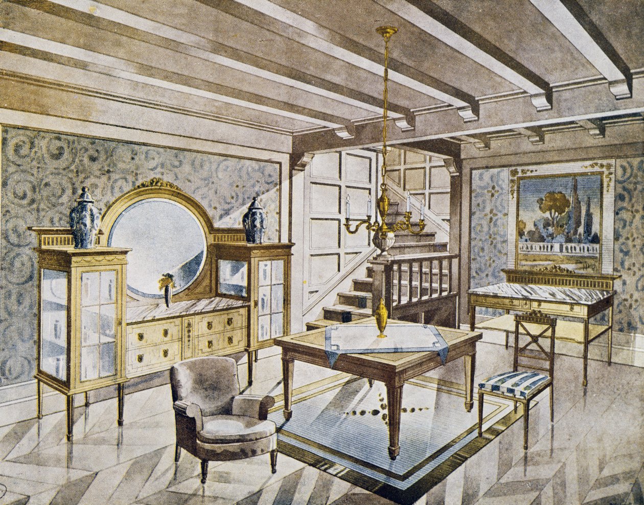 Oturma odalarının tasarımı, yaklaşık 1900, İspanya, 20. yüzyıl by Spanish School