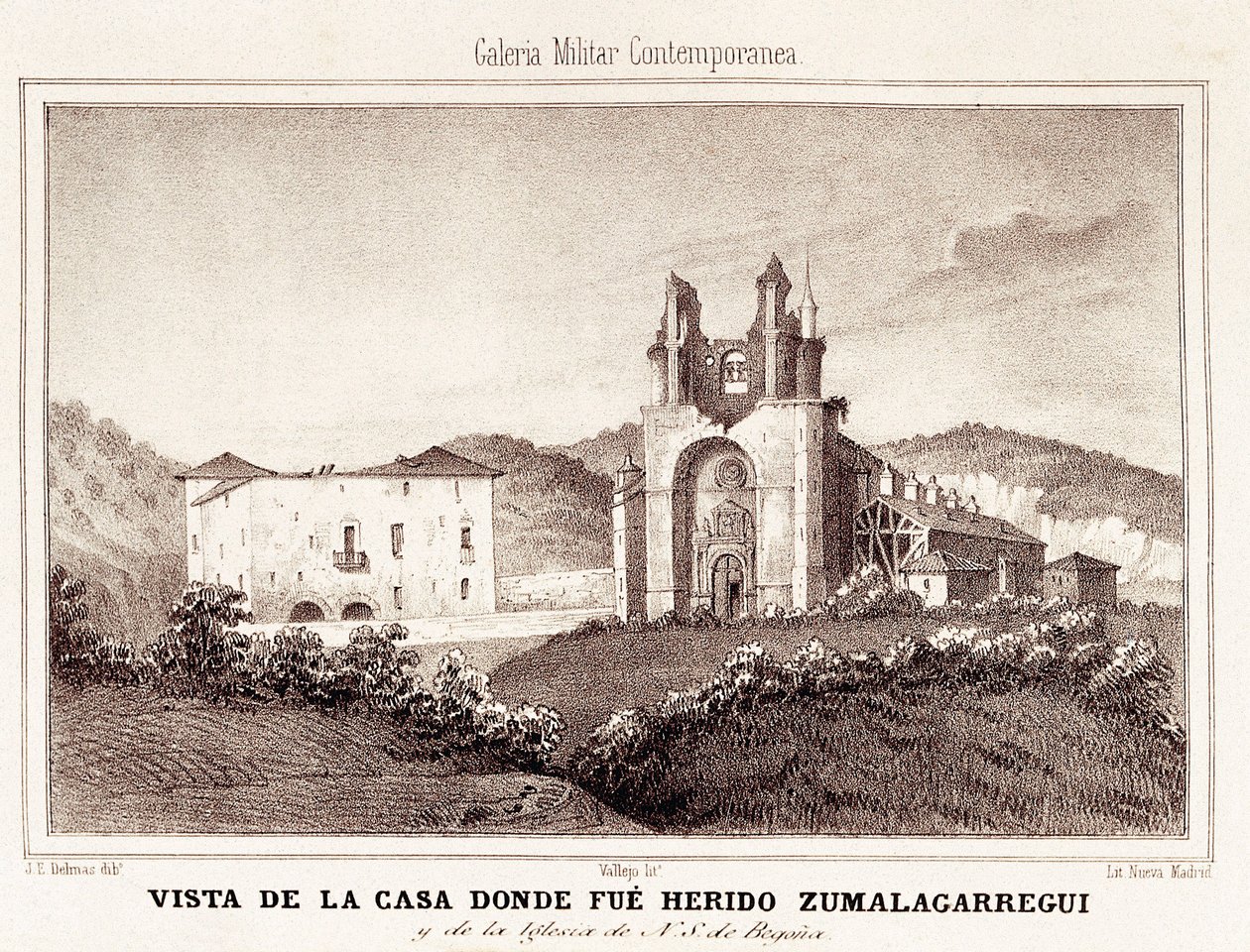 Birinci Carlist Savaşı (1833-1840): Bilbao kuşatmasından sonra ev veya Carlist General Tomas Zumalacarregui (1788-1835) yaralandı by Spanish School
