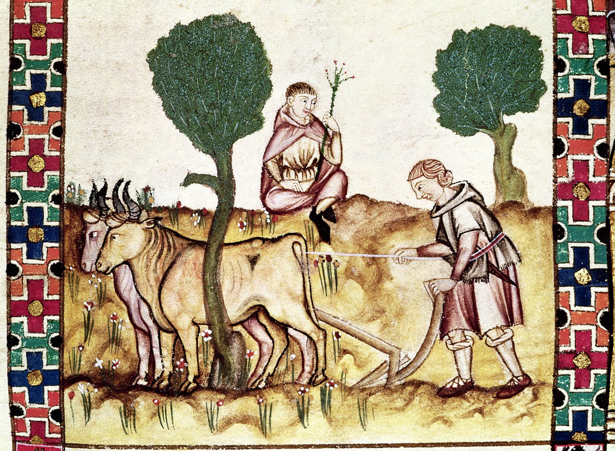 Fol.237r Bir çiftçi, oğluna tarla sürmeyi öğretiyor by Spanish School