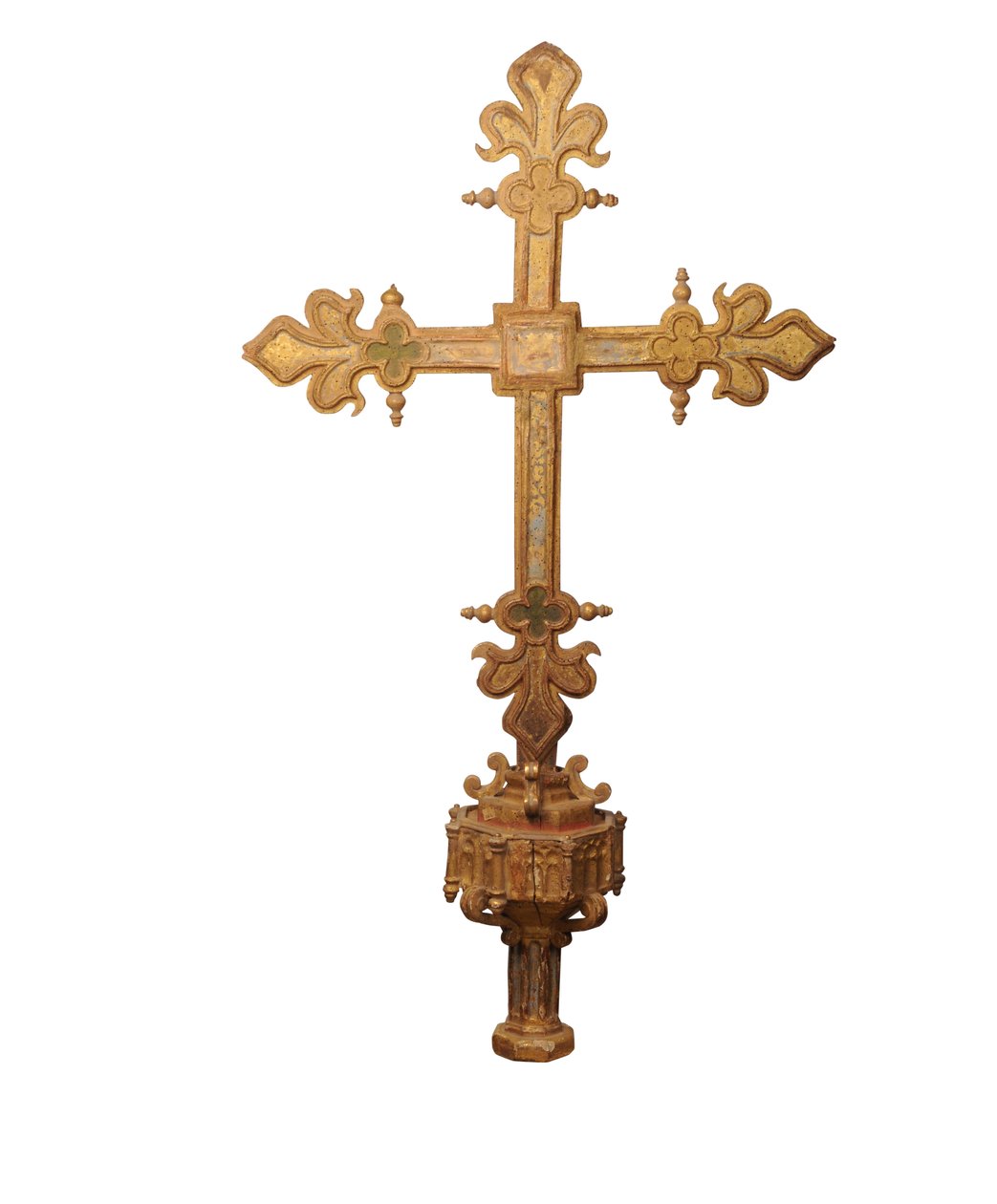 Yaldızlı ahşap ve çok renkli süslemeli tören haçı, İspanya, c.1500 (yaldız ağacı) by Spanish School
