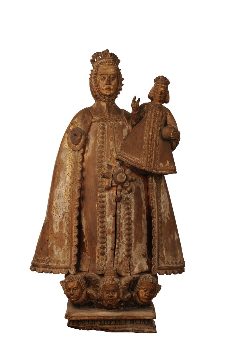 Madonna ve çocuğun sert ağaç oymacılığı, İspanyol Sömürgesi (parke) by Spanish School