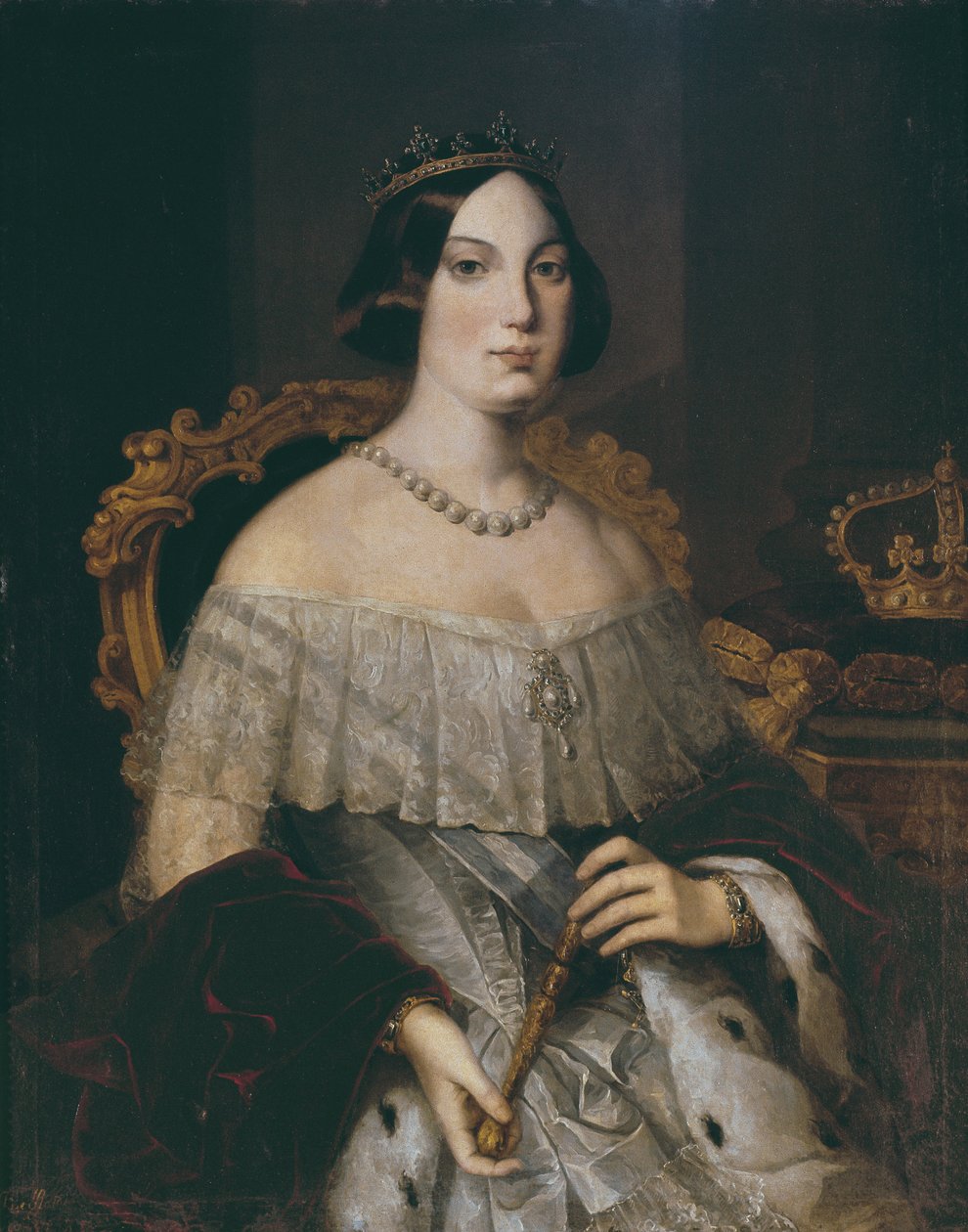 Isabella II, İspanya Kraliçesi (tuval üzerine yağlıboya) by Spanish School