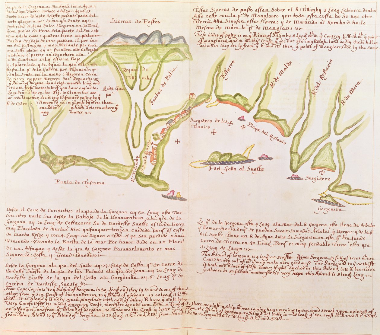 Gallo Adası, Ekvador, c.1530-41 (parşömen) by Spanish School