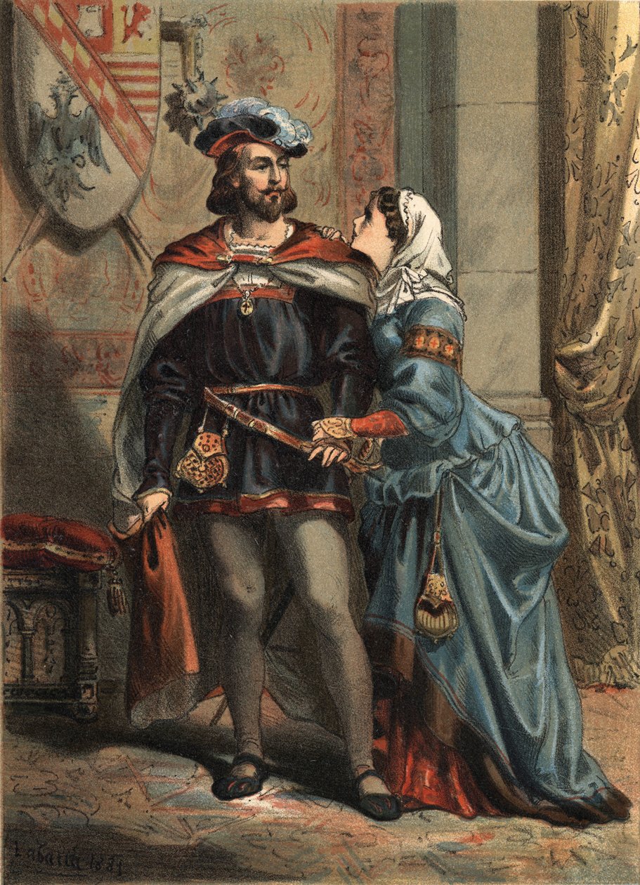La Folle (1479-1555) olarak bilinen İspanya Jeanne, Kastilya Kraliçesi ve eşi Philippe Le Beau (1478-1506) İspanya kralı ve Avusturya arşidükü “El Culto de la Hermosura”da Juan Justo Huguet, Molinas Hermanos editörler by Spanish School