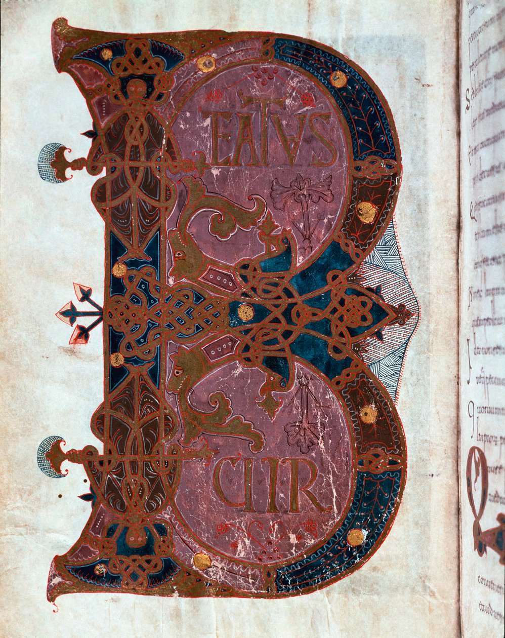 B harfi (Beatus). Ferdinand I (Fernando I de Leon y Castilla) tarafından "" Saatler Kitabı