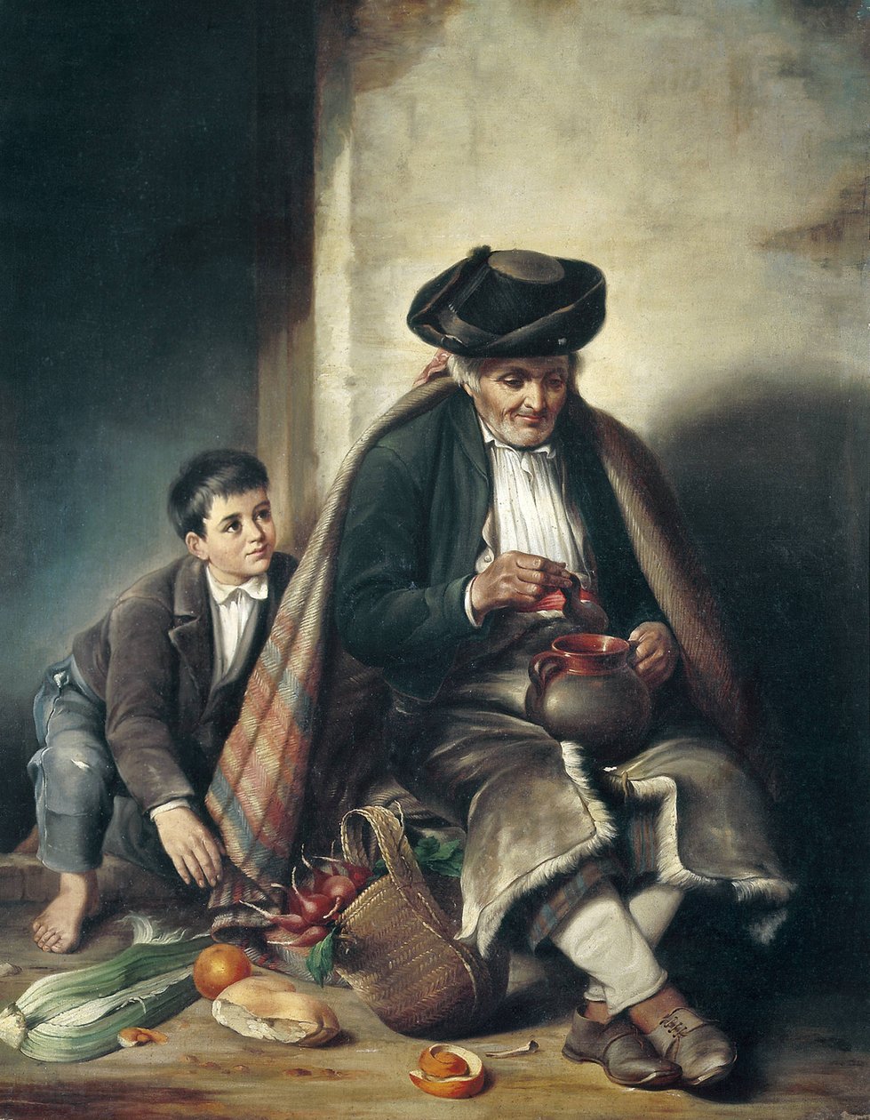 Adam ve çocuk. 19. yüzyıl sonu (tuval üzerine yağlıboya) by Spanish School