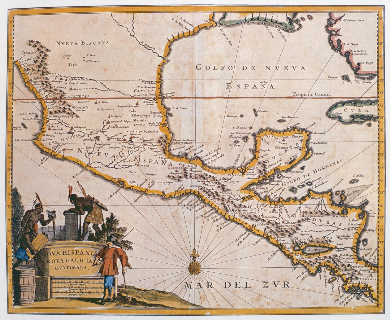 Yeni İspanya, Yeni Galiçya ve Guatemala Haritası, 1625 by Spanish School