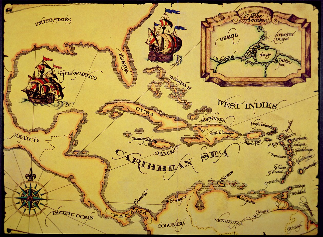 İspanyol Ana Haritası (renkli taş) by Spanish School